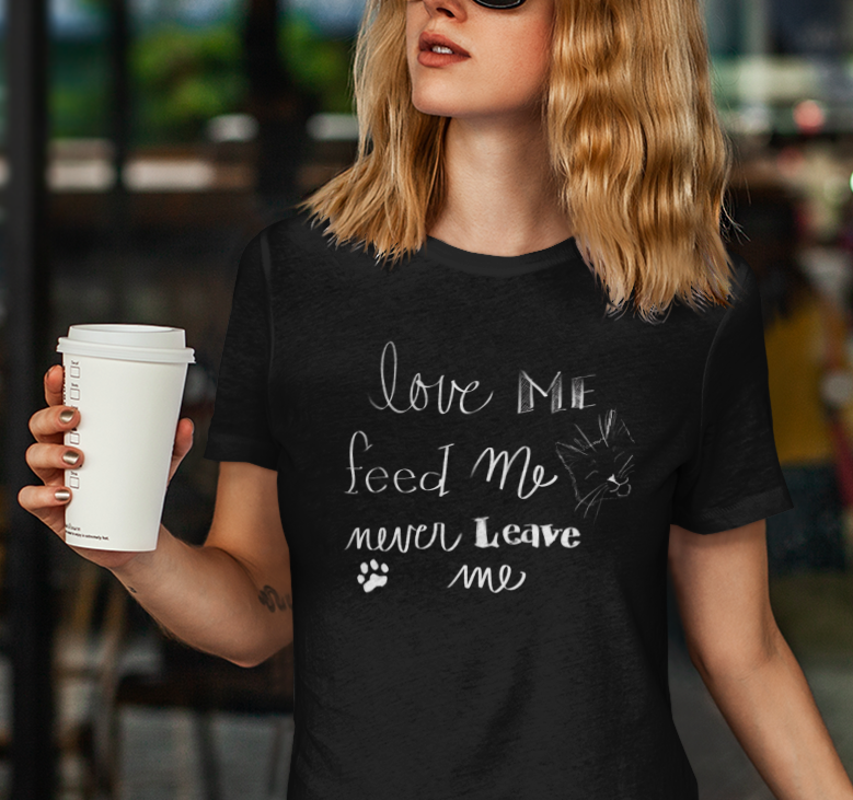 Jamie's Hand-Drawn Collection "Love Me Feed Me Never Leave Me" Unisex Soft-Style Tee Shirt
