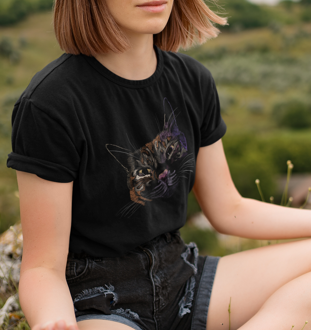 Jamie's Hand-Drawn Collection "Lovey Cat" Unisex Soft-Style Tee Shirt