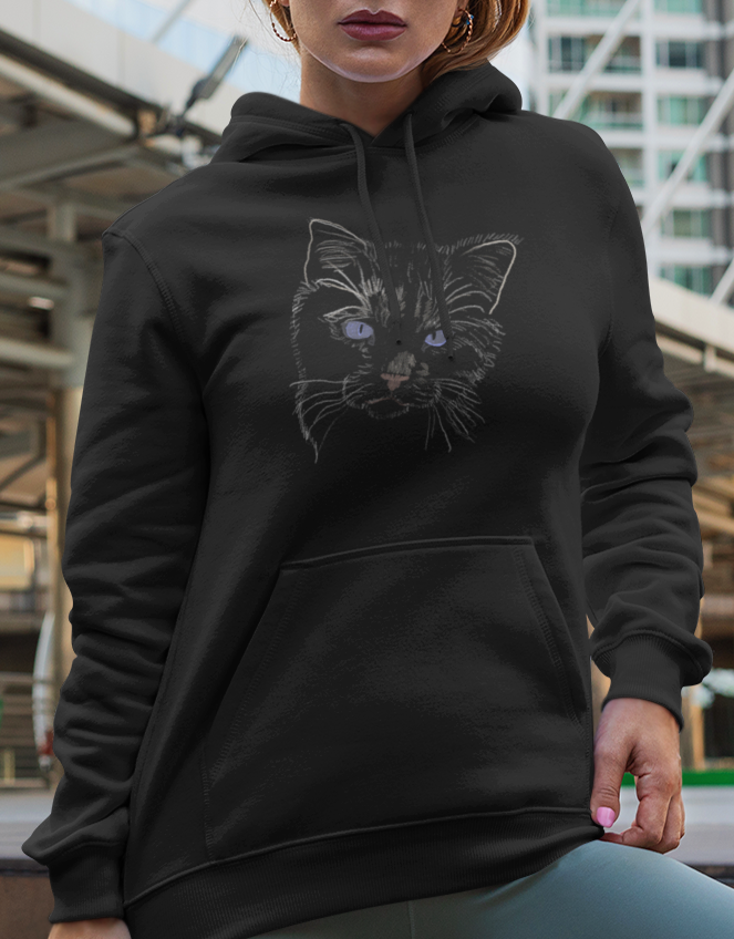 Jamie's Hand-Drawn "Puff" Cat Collection Heavy Blend Hoodie Unisex
