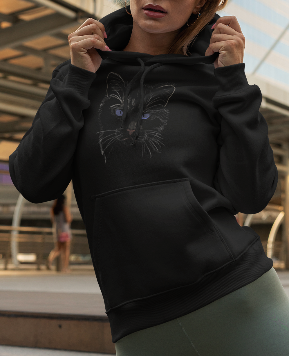 Jamie's Hand-Drawn "Puff" Cat Collection Heavy Blend Hoodie Unisex