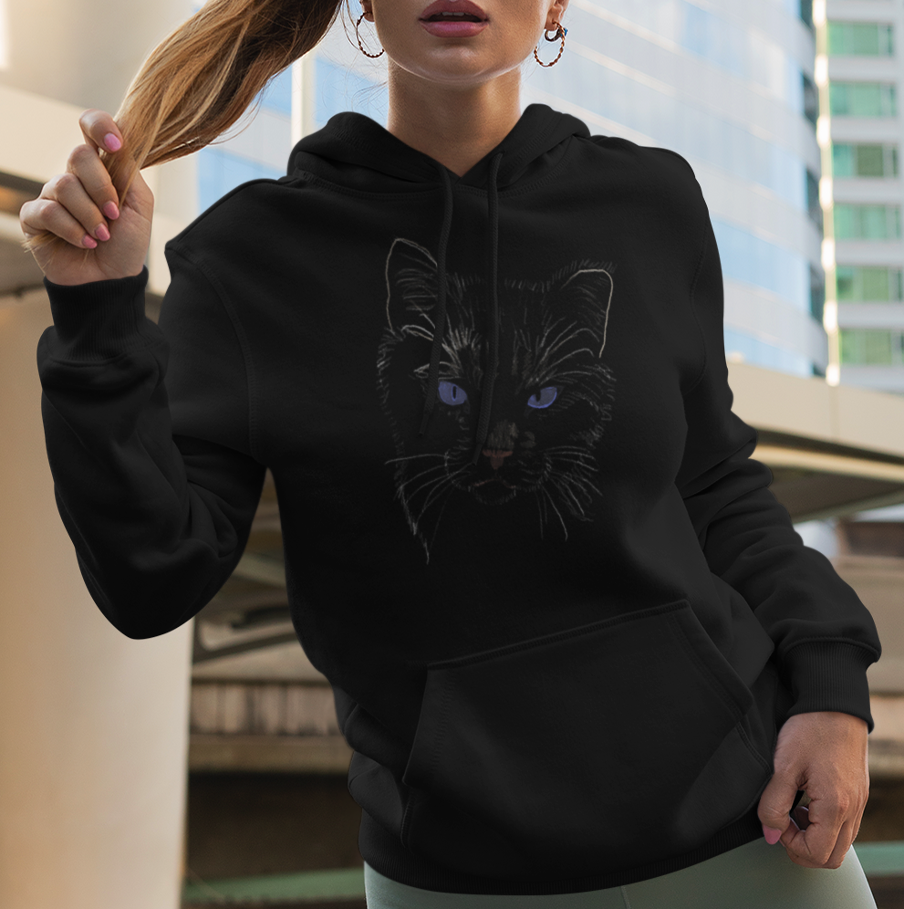 Jamie's Hand-Drawn "Puff" Cat Collection Heavy Blend Hoodie Unisex