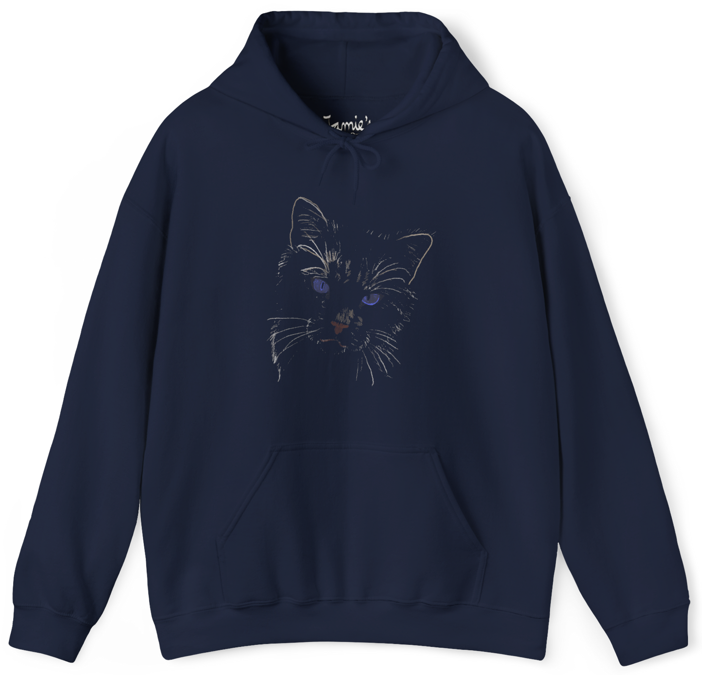 Jamie's Hand-Drawn "Puff" Cat Collection Heavy Blend Hoodie Unisex