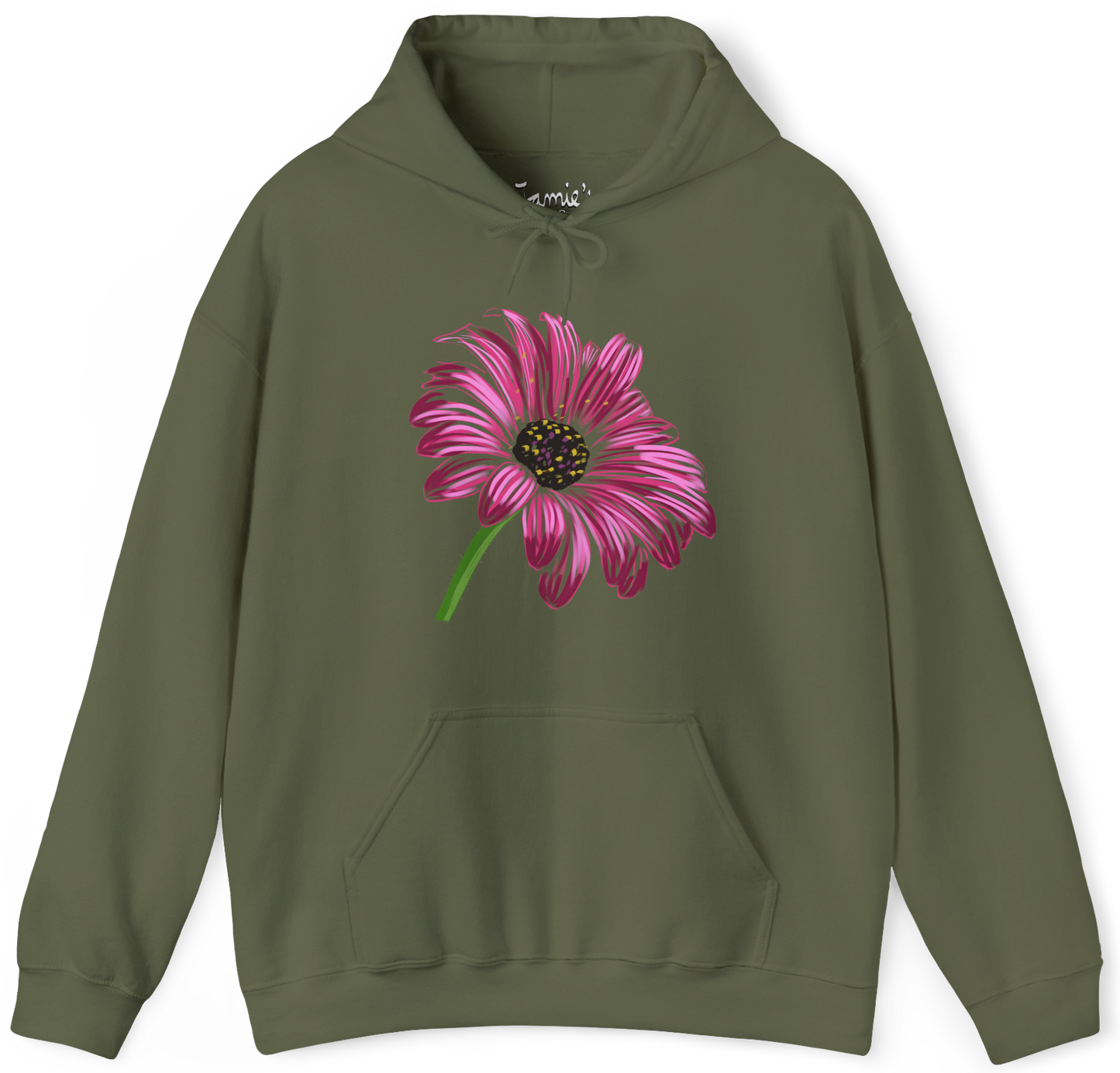 Jamie's Hand-Drawn "Pink Cone-Flower" Flora Collection Heavy Blend Hoodie Unisex