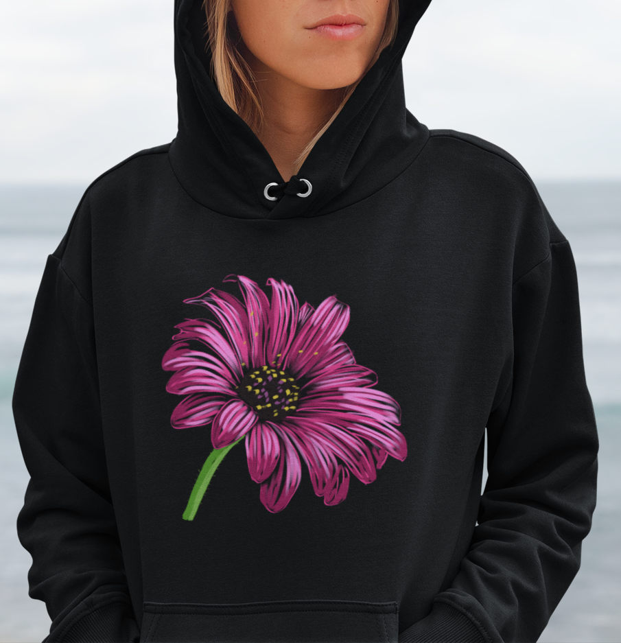 Jamie's Hand-Drawn "Pink Cone-Flower" Flora Collection Heavy Blend Hoodie Unisex