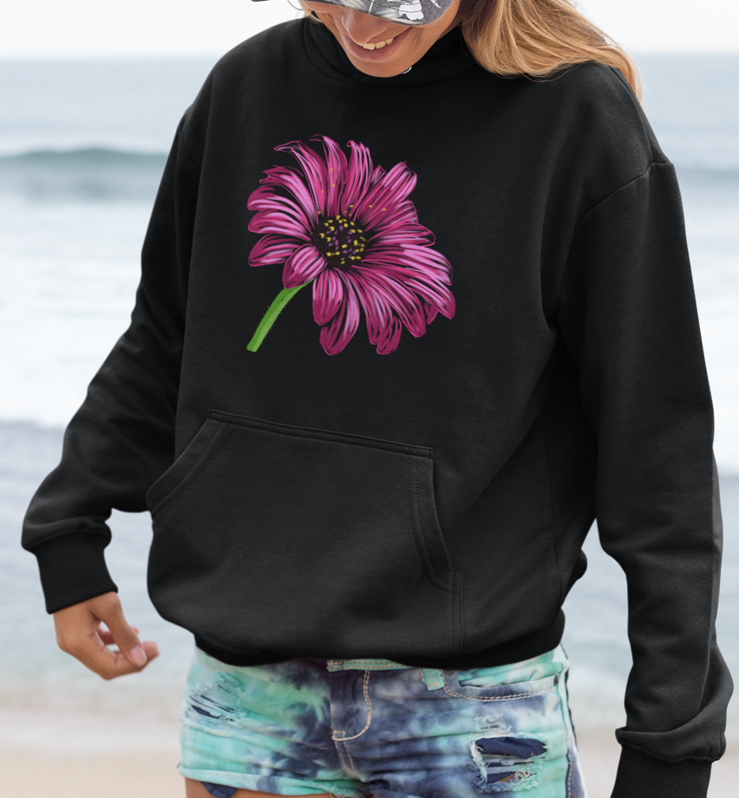 Jamie's Hand-Drawn "Pink Cone-Flower" Flora Collection Heavy Blend Hoodie Unisex