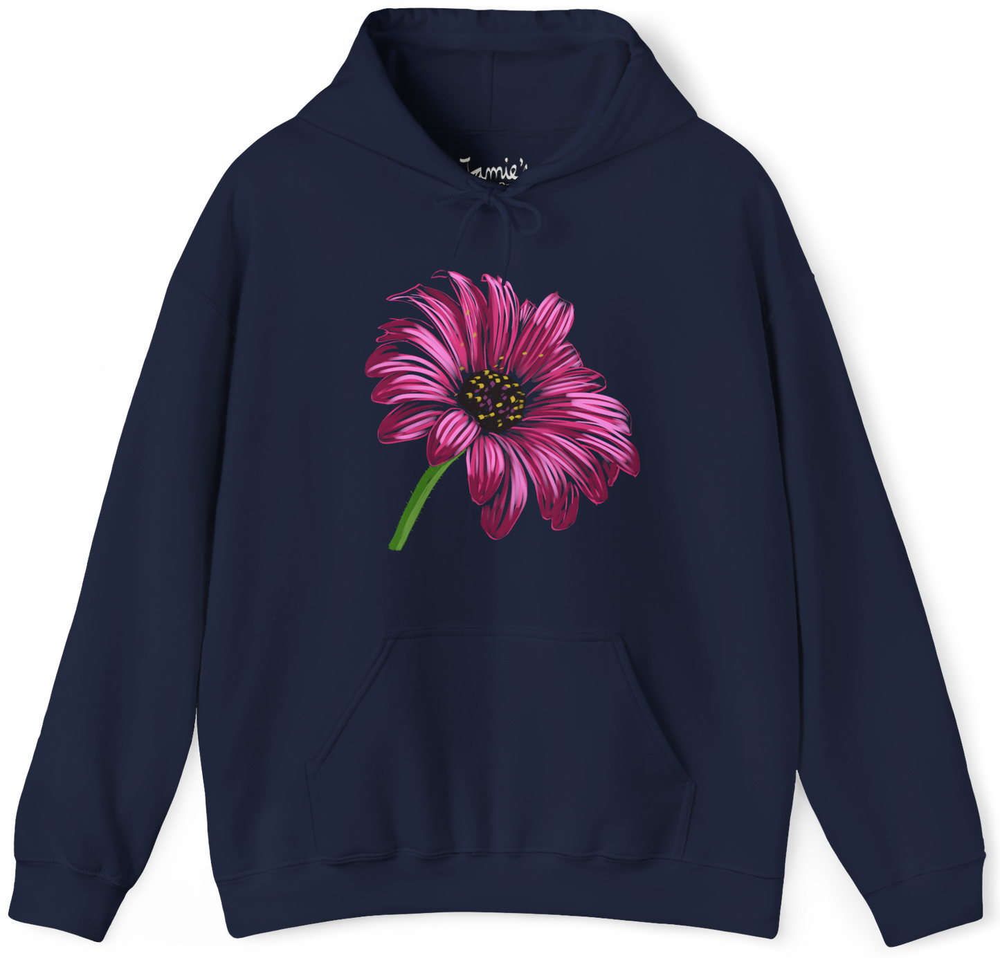 Jamie's Hand-Drawn "Pink Cone-Flower" Flora Collection Heavy Blend Hoodie Unisex