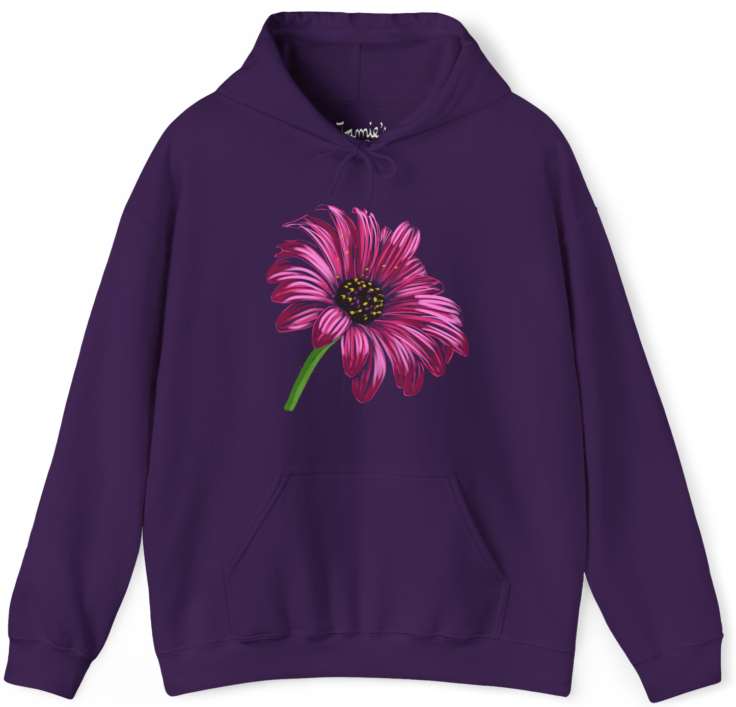 Jamie's Hand-Drawn "Pink Cone-Flower" Flora Collection Heavy Blend Hoodie Unisex