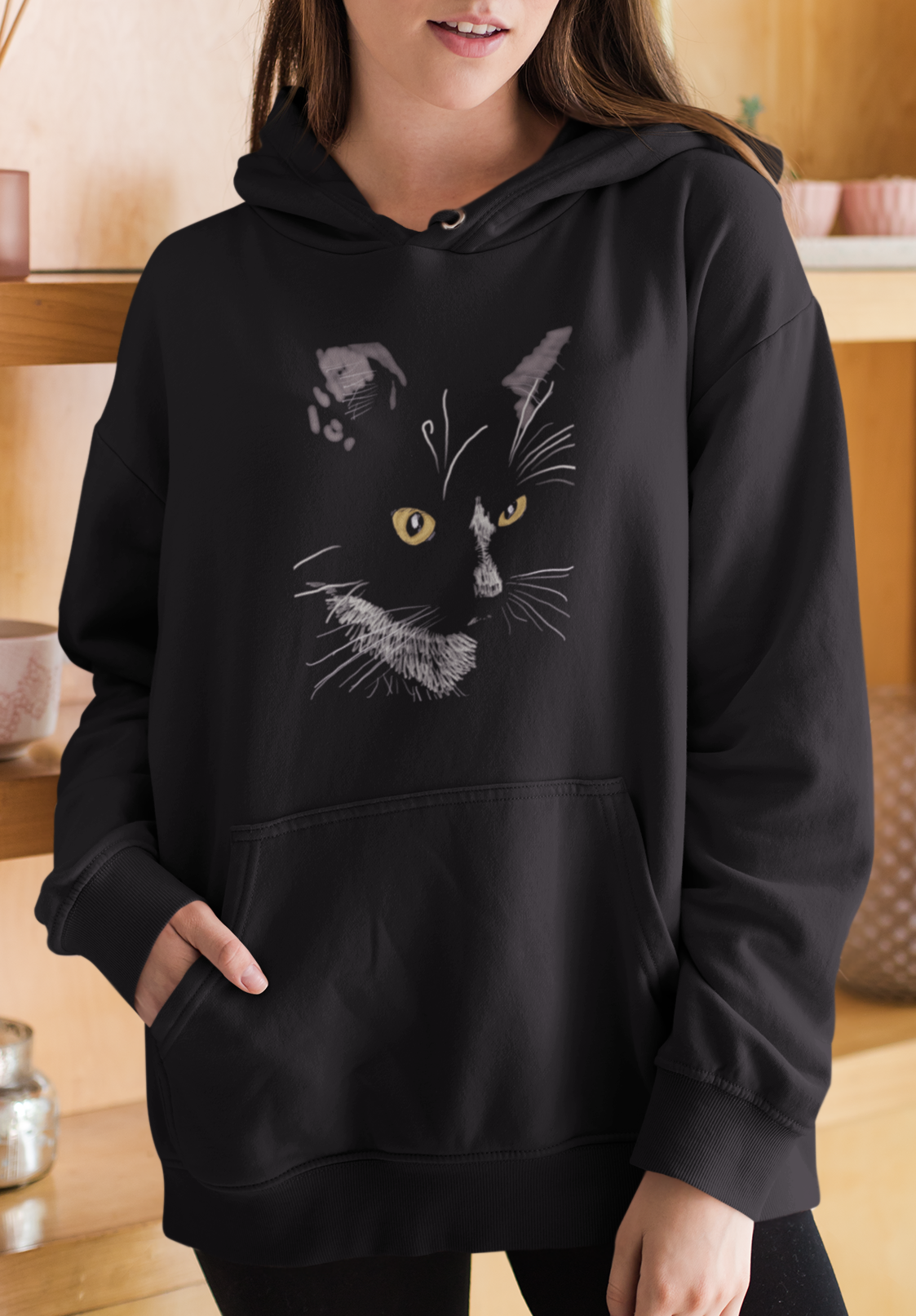 Jamie's Hand-Drawn "Sister Cat" Cat Collection Heavy Blend Hoodie Unisex