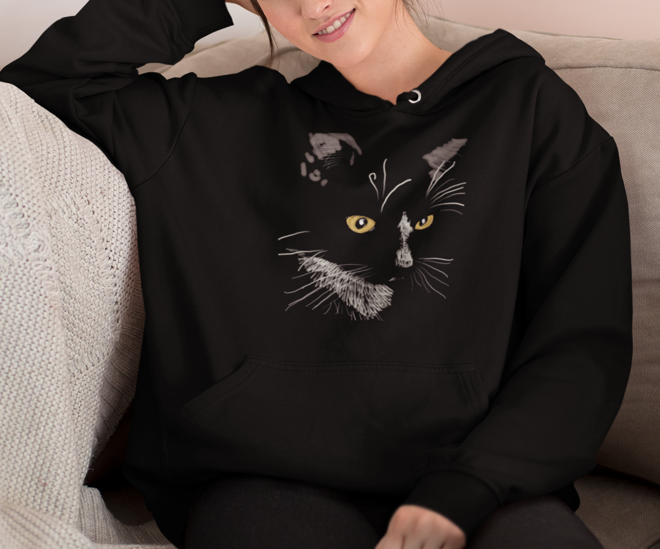 Jamie's Hand-Drawn "Sister Cat" Cat Collection Heavy Blend Hoodie Unisex