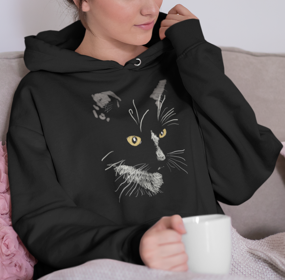 Jamie's Hand-Drawn "Sister Cat" Cat Collection Heavy Blend Hoodie Unisex
