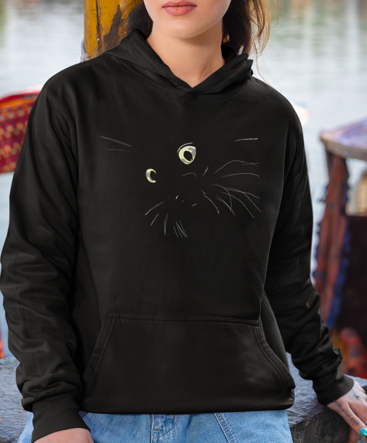 "Blackat" Jamie's Hand-Drawn Cat Collection Heavy Blend Hoodie Unisex