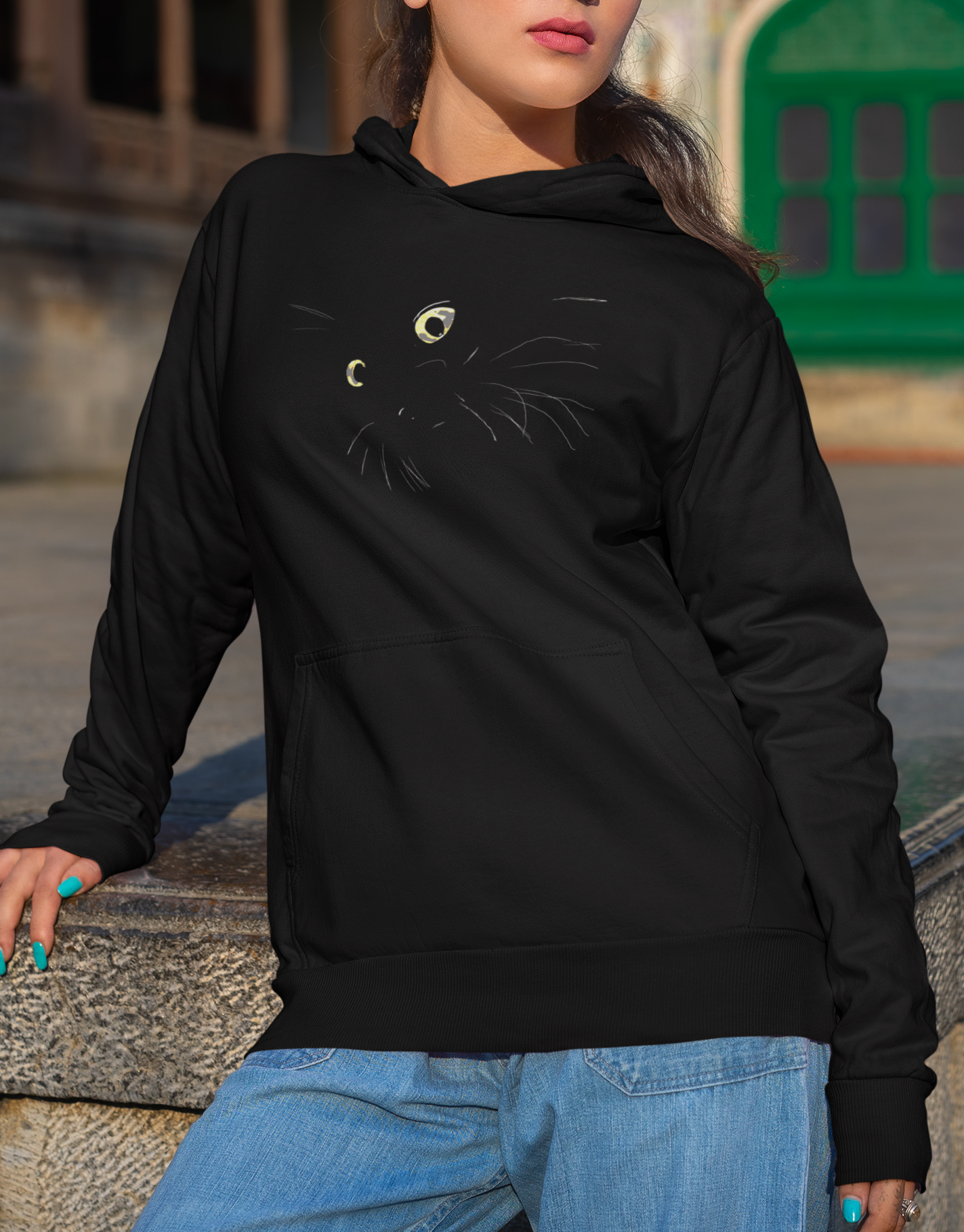 "Blackat" Jamie's Hand-Drawn Cat Collection Heavy Blend Hoodie Unisex