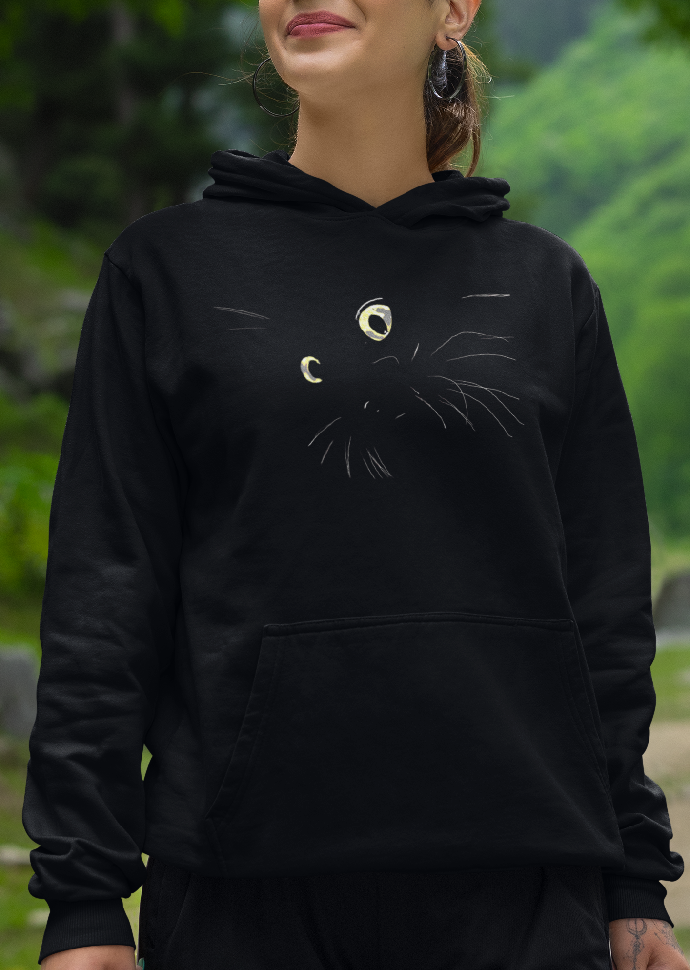 "Blackat" Jamie's Hand-Drawn Cat Collection Heavy Blend Hoodie Unisex