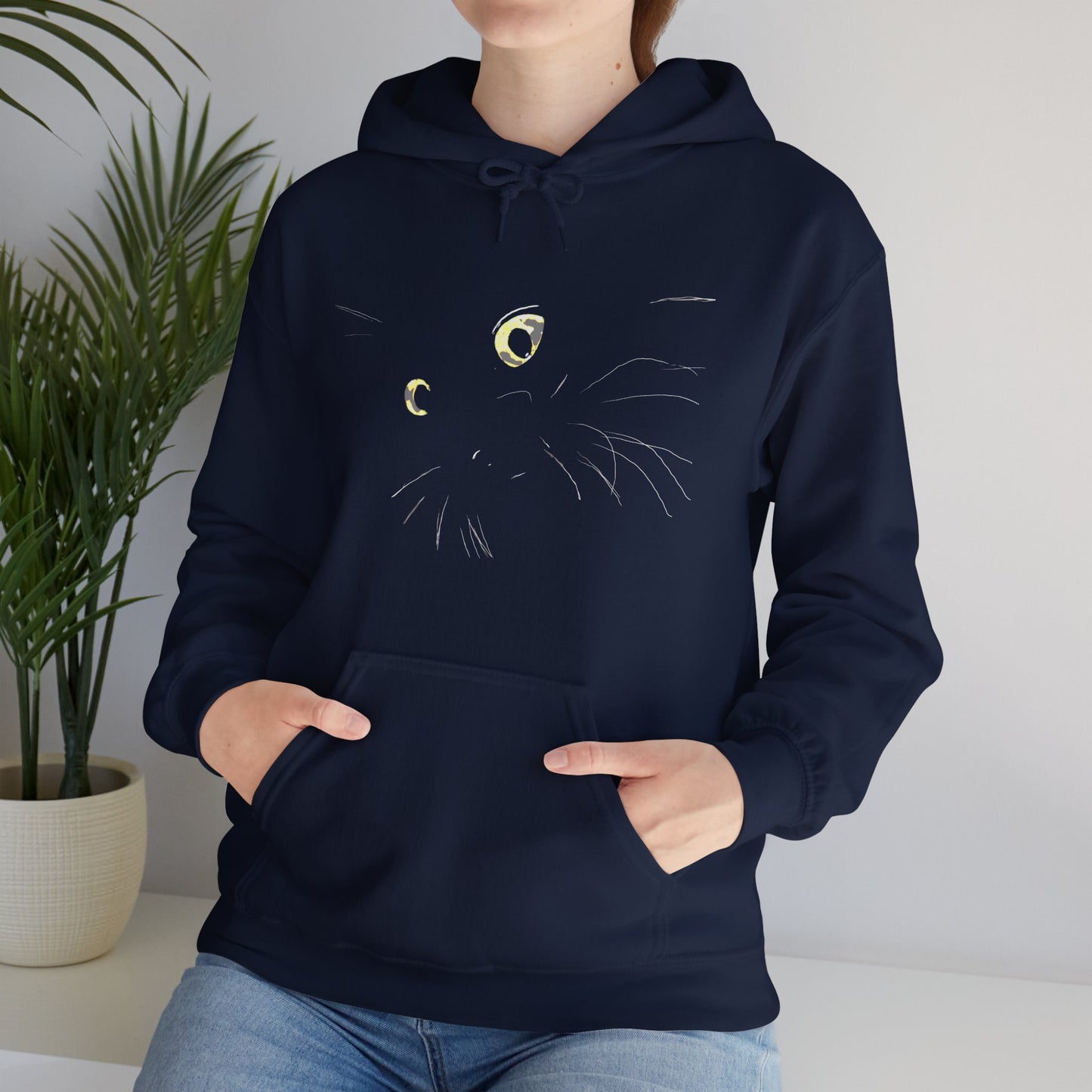 "Blackat" Jamie's Hand-Drawn Cat Collection Heavy Blend Hoodie Unisex