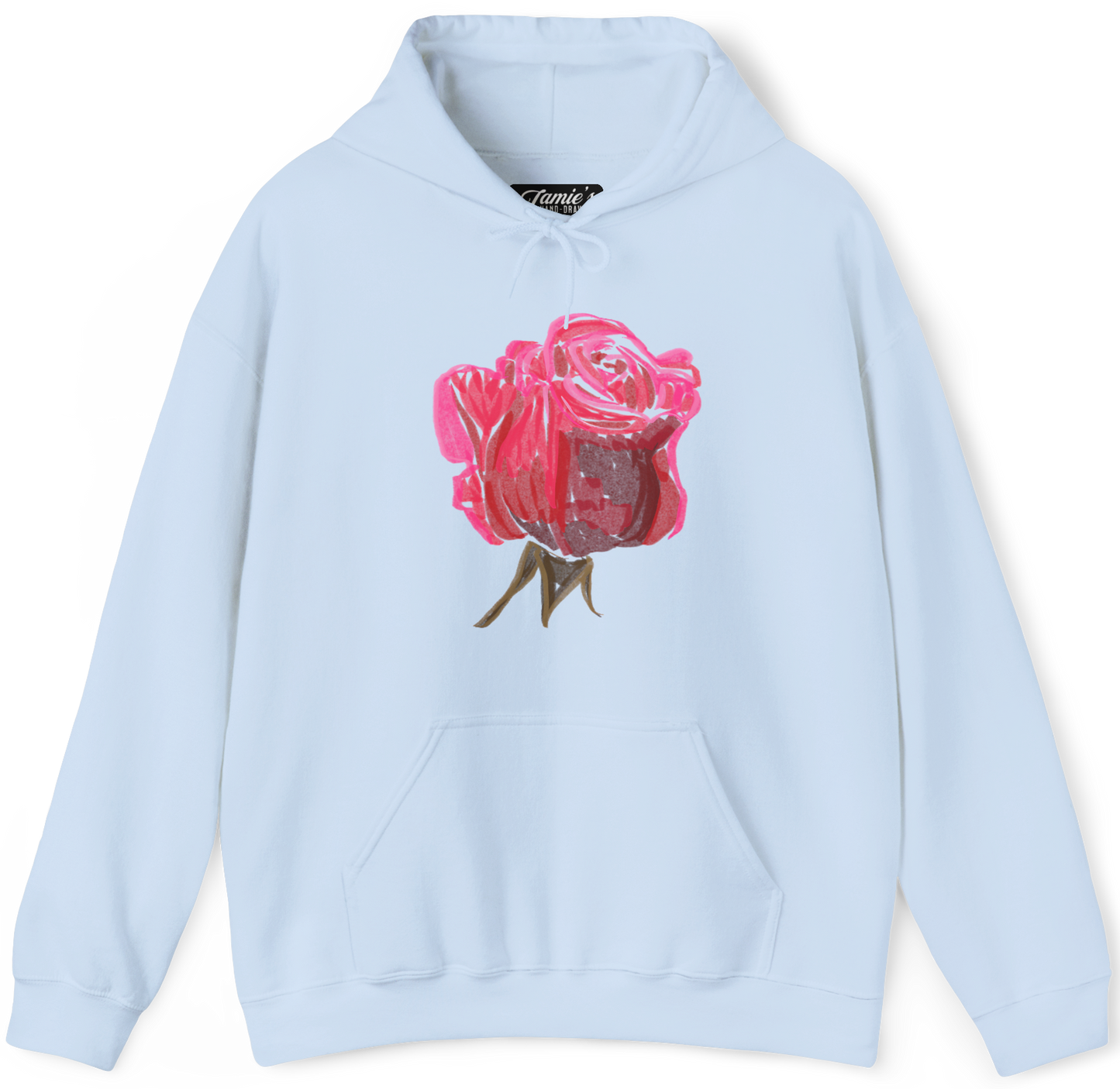 Jamie's Hand-Drawn "Red Rose" Hoodie