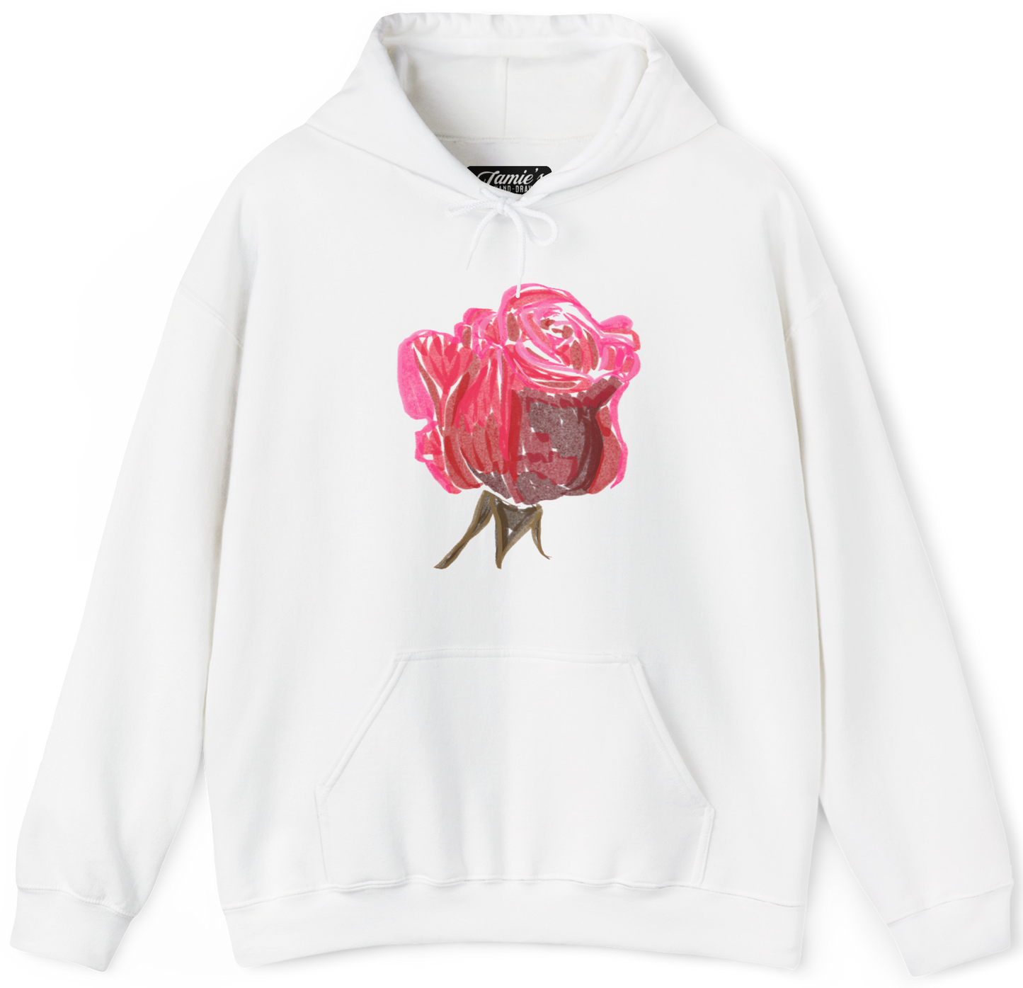 Jamie's Hand-Drawn "Red Rose" Hoodie