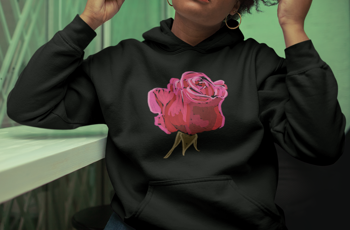 Jamie's Hand-Drawn "Red Rose" Hoodie
