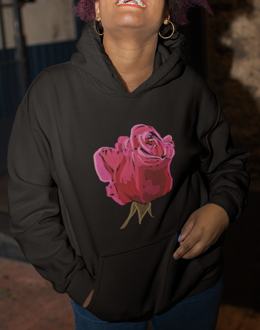 Jamie's Hand-Drawn "Red Rose" Hoodie