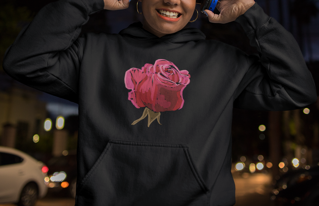 Jamie's Hand-Drawn "Red Rose" Hoodie