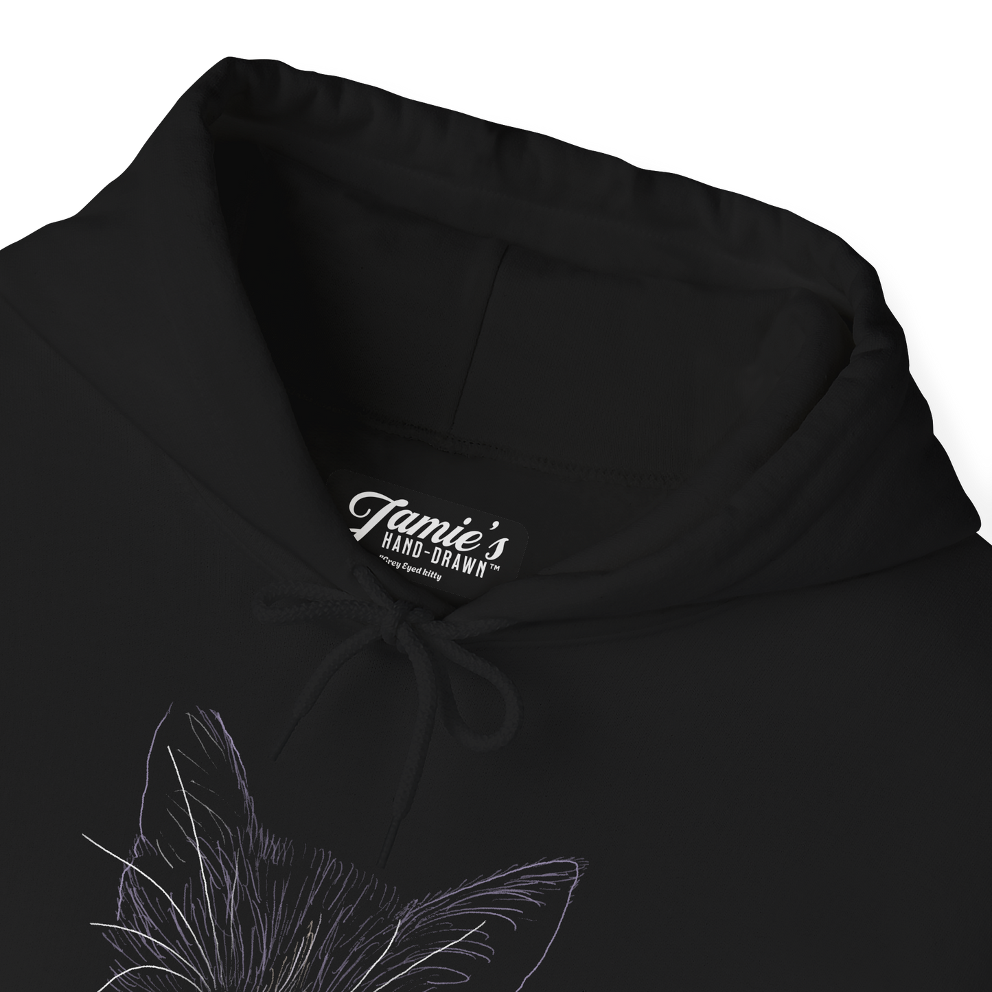 "Grey Eyed Kitty" Jamie's Hand-Drawn Cat Collection Hoodie