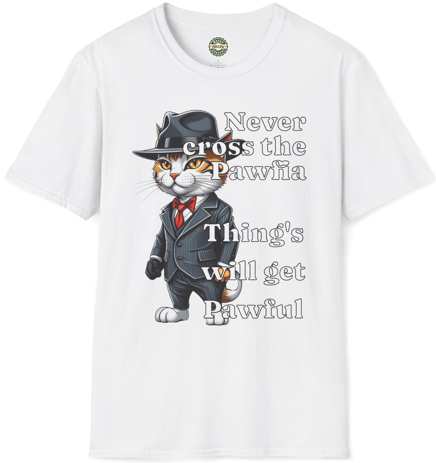 Cat Mobster T-Shirt - Don't Cross the Pawfia - Funny and Cute Cartoon Design