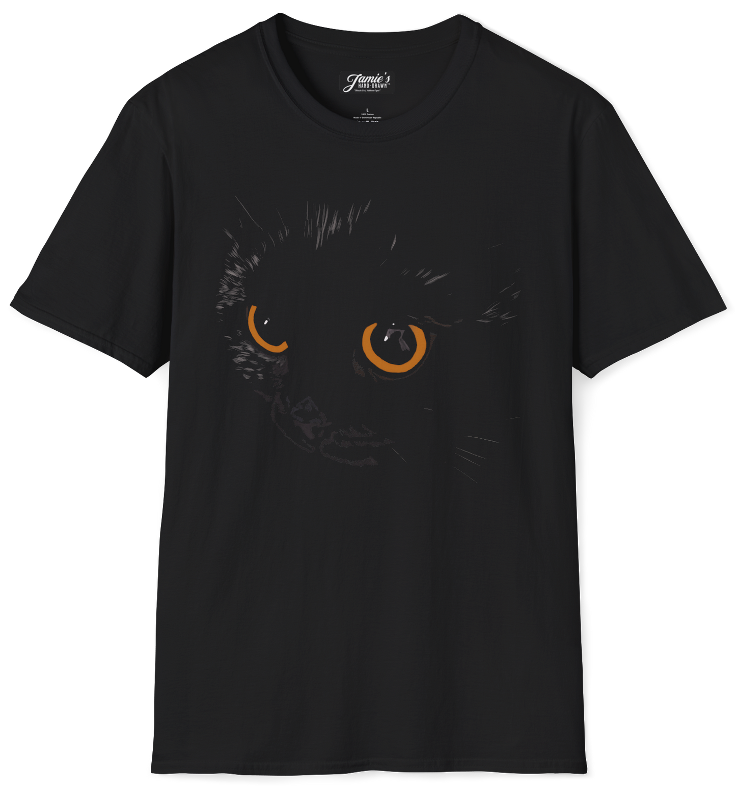 "Black Cat Yellow Eyes" from Jamie's Hand-Drawn Cat Collection.