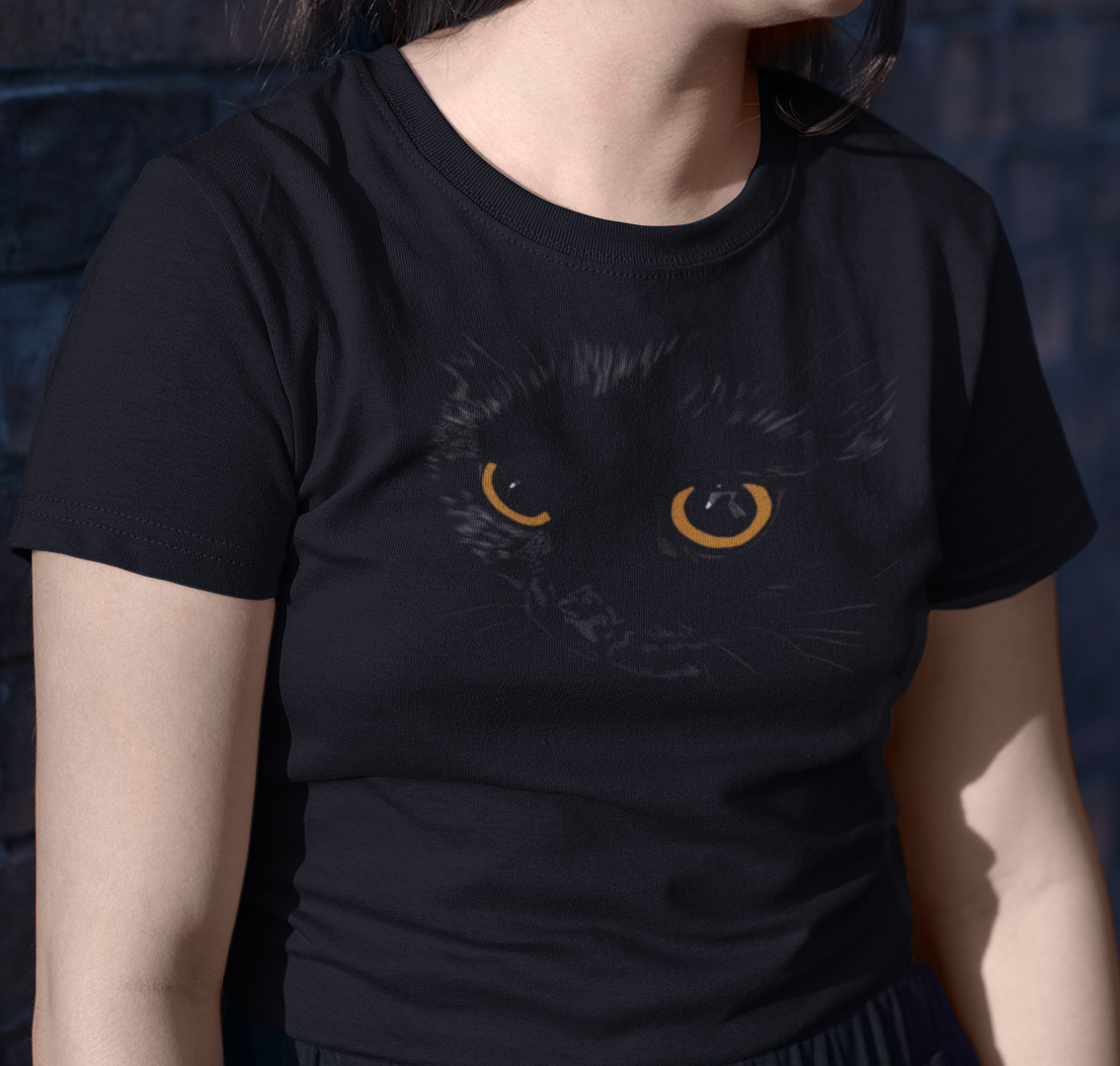 "Black Cat Yellow Eyes" from Jamie's Hand-Drawn Cat Collection.