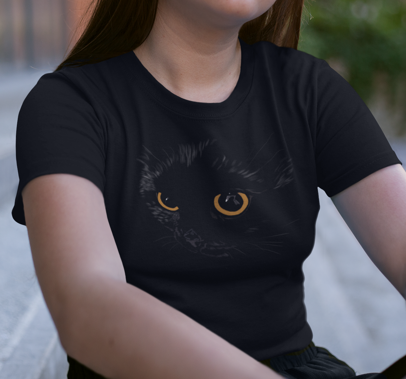 "Black Cat Yellow Eyes" from Jamie's Hand-Drawn Cat Collection.