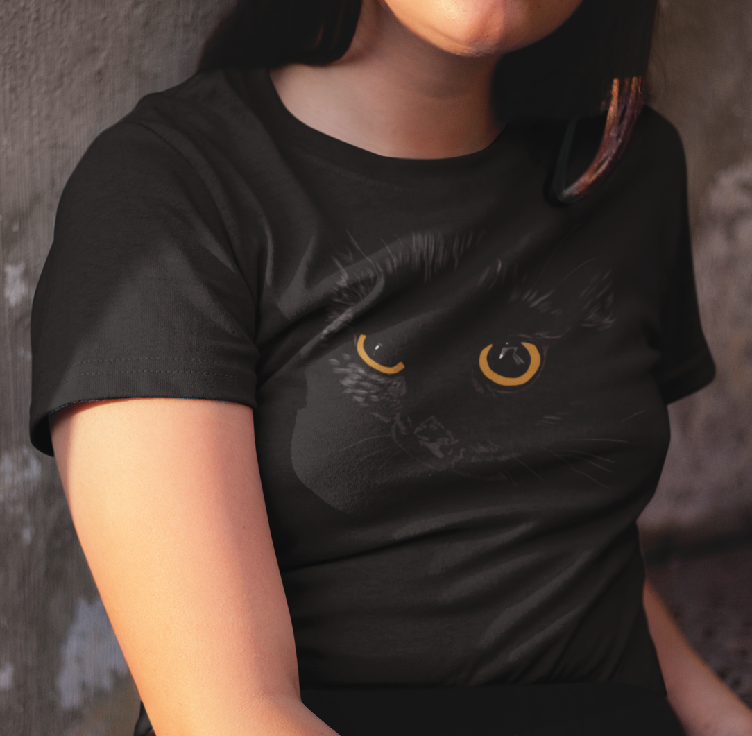 "Black Cat Yellow Eyes" from Jamie's Hand-Drawn Cat Collection.
