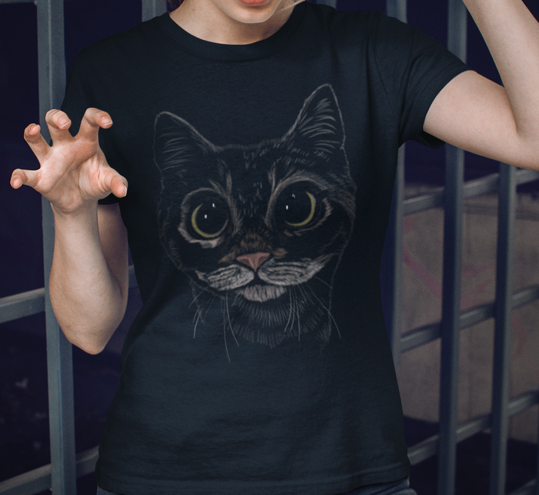 "Boba Eyes Cat" from Jamie's Hand-Drawn Cat Collection.