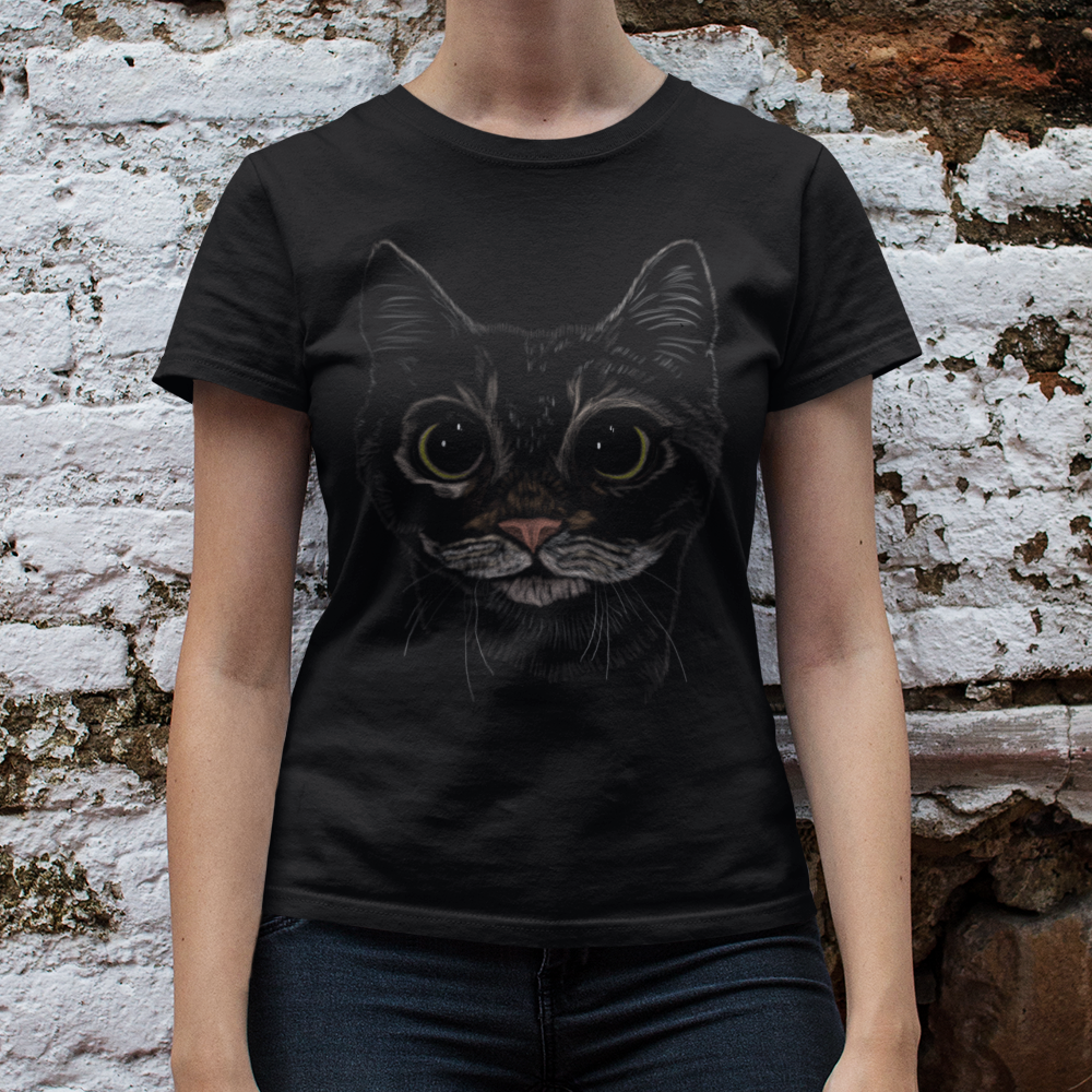 "Boba Eyes Cat" from Jamie's Hand-Drawn Cat Collection.