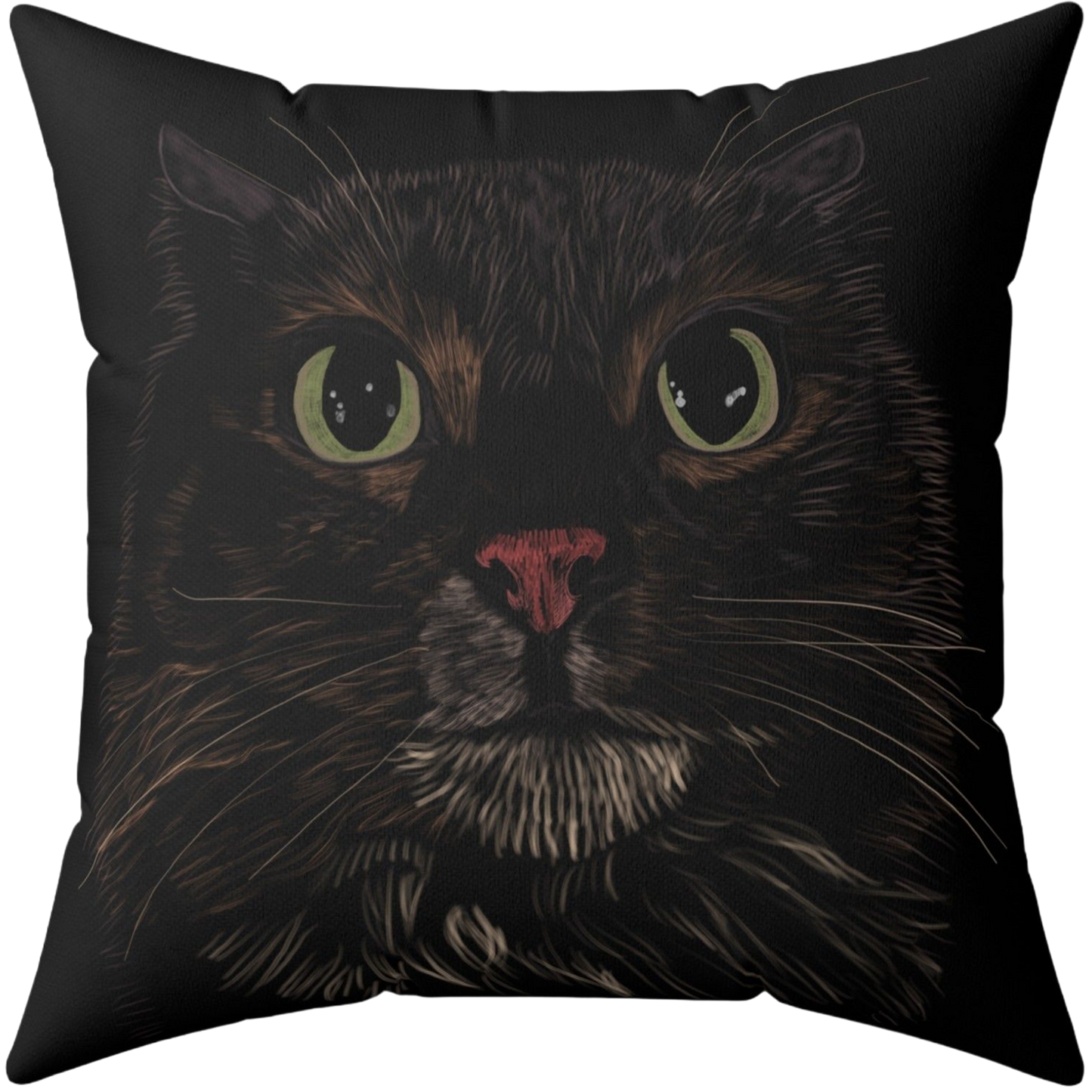 "Miffed Cat" Jamie's Hand-Drawn Cat Collection Spun Polyester Square Pillow