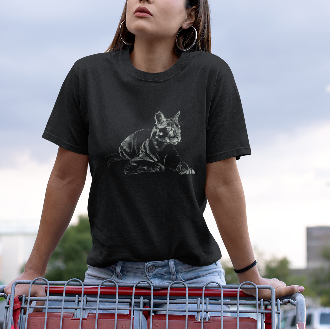 "Mountain Lion" Jamie's Hand-Drawn Cat Collection Unisex Soft-style T-Shirt