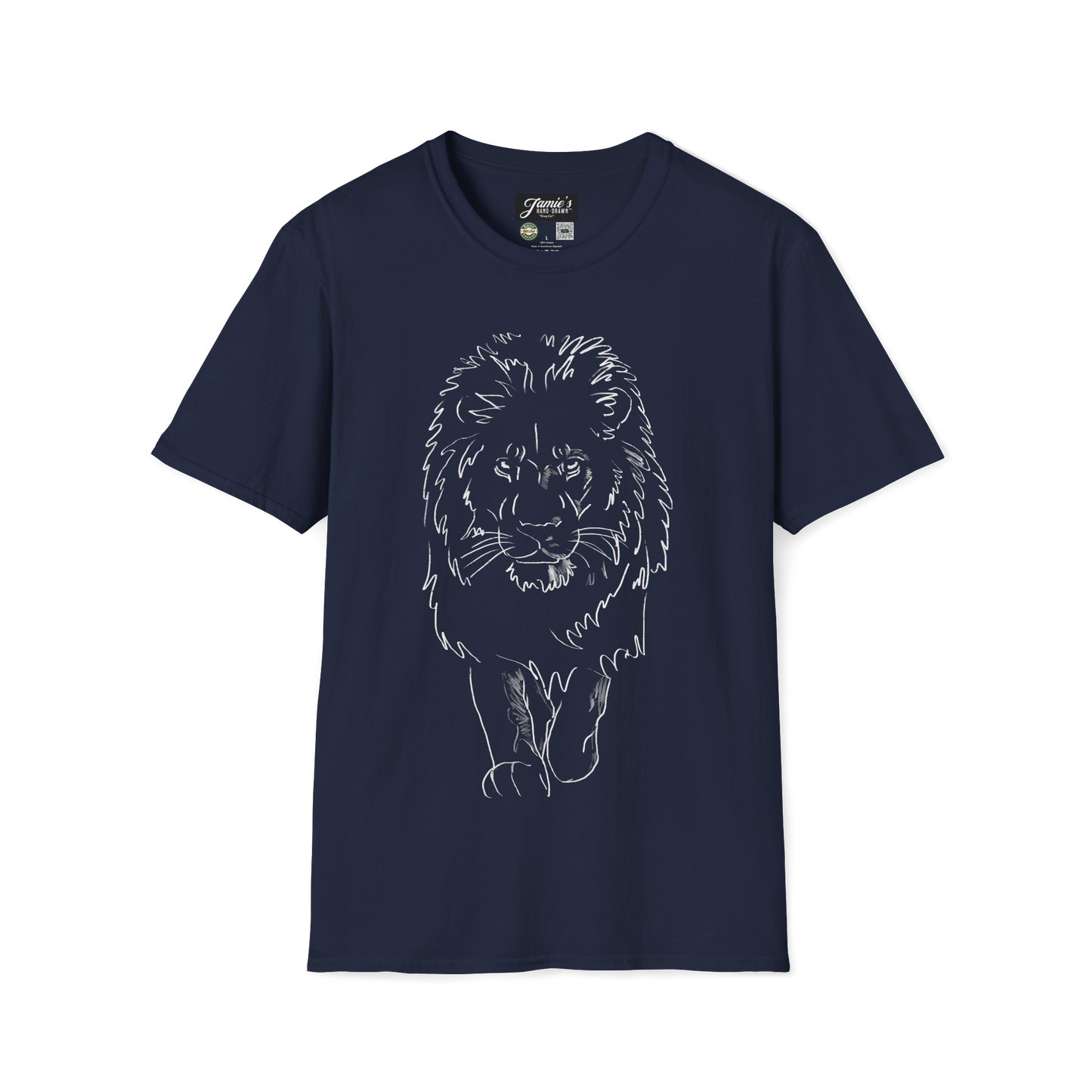"King Cat" Jamie's Hand-Drawn Cat Collection Unisex Soft-style T-Shirt
