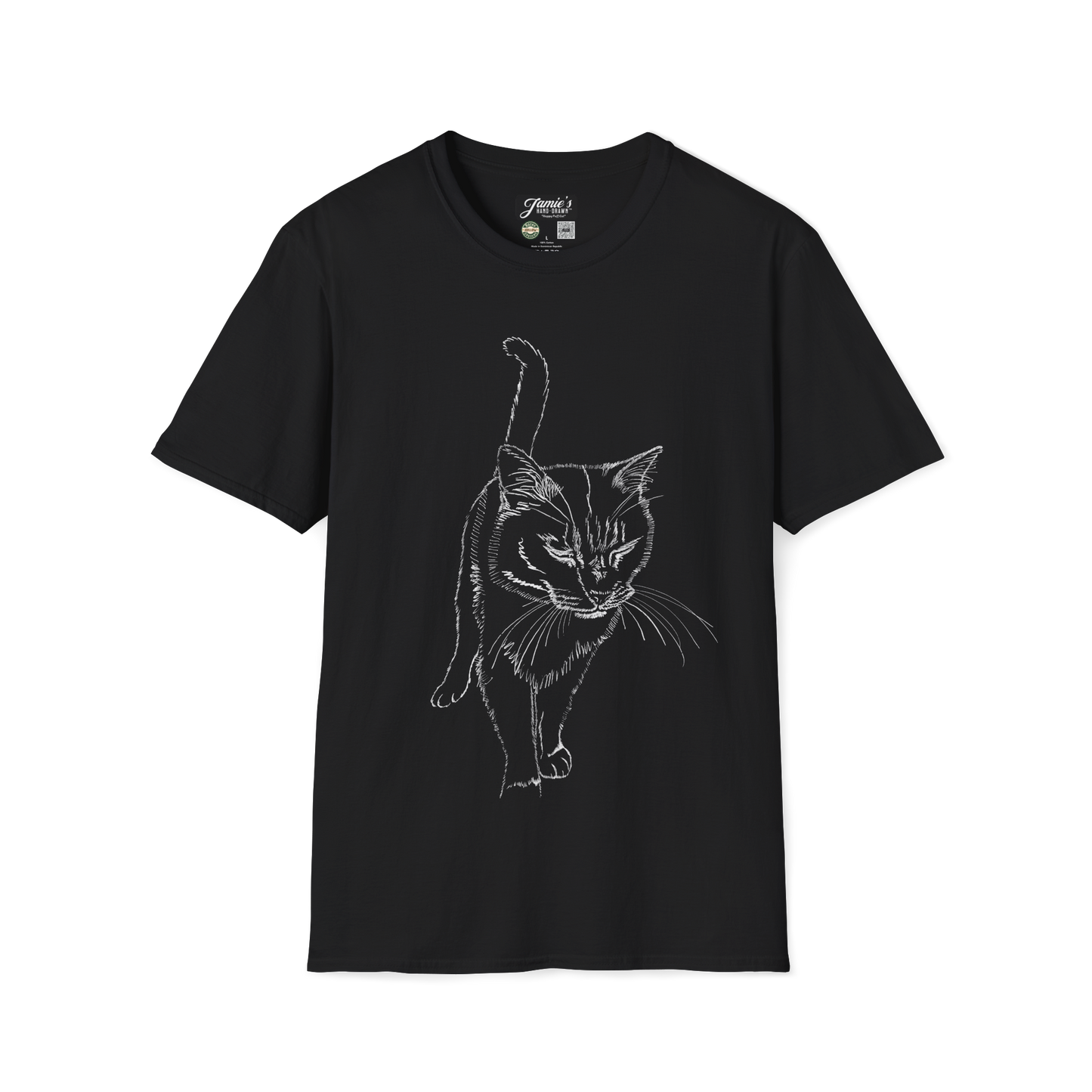 "Happy Puff Cat" Jamie's Hand-Drawn Cat Collection Unisex Soft-style T-Shirt
