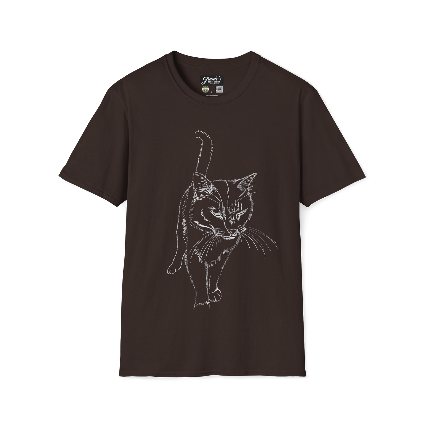"Happy Puff Cat" Jamie's Hand-Drawn Cat Collection Unisex Soft-style T-Shirt