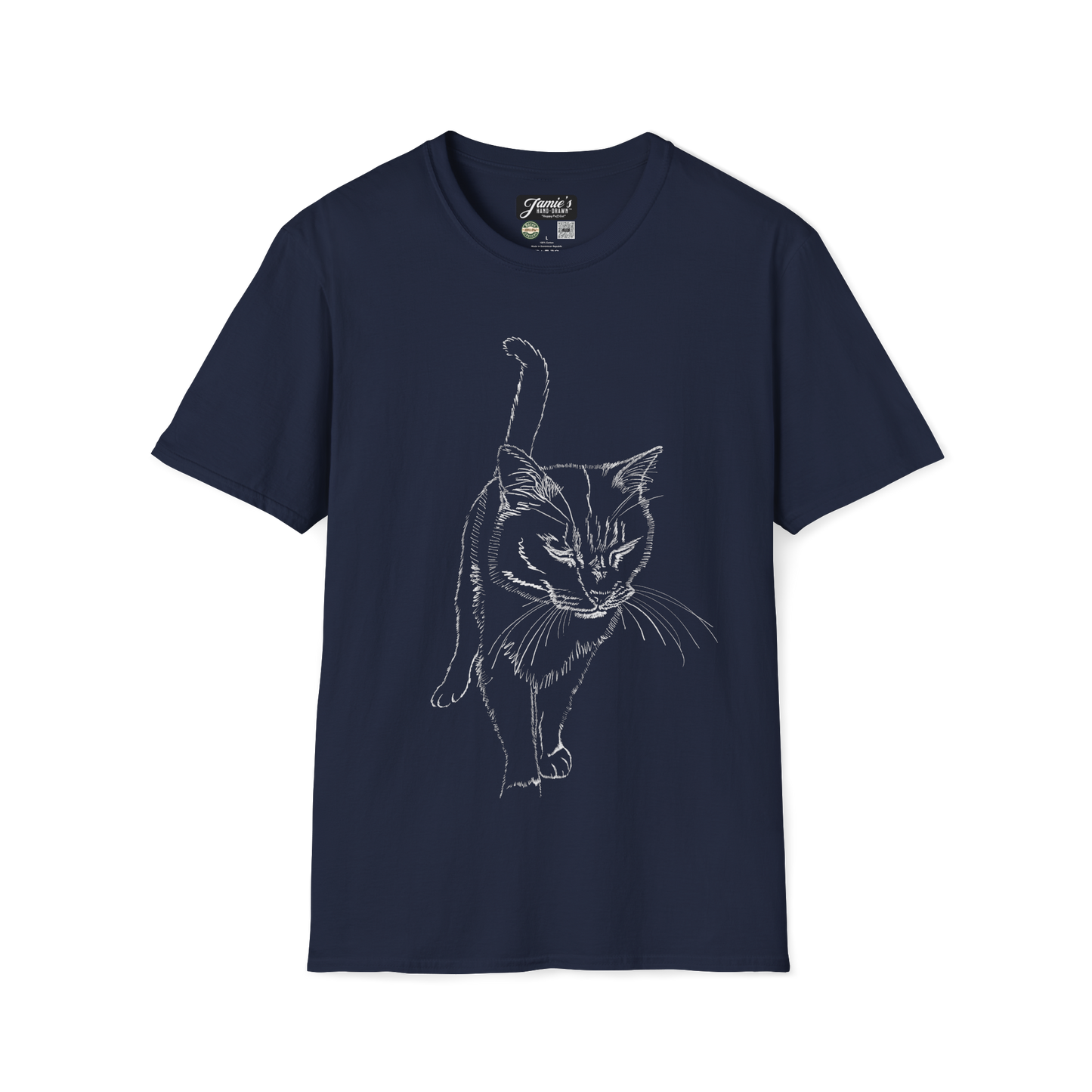 "Happy Puff Cat" Jamie's Hand-Drawn Cat Collection Unisex Soft-style T-Shirt