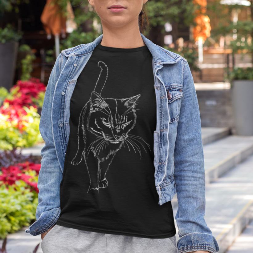 "Happy Puff Cat" Jamie's Hand-Drawn Cat Collection Unisex Soft-style T-Shirt
