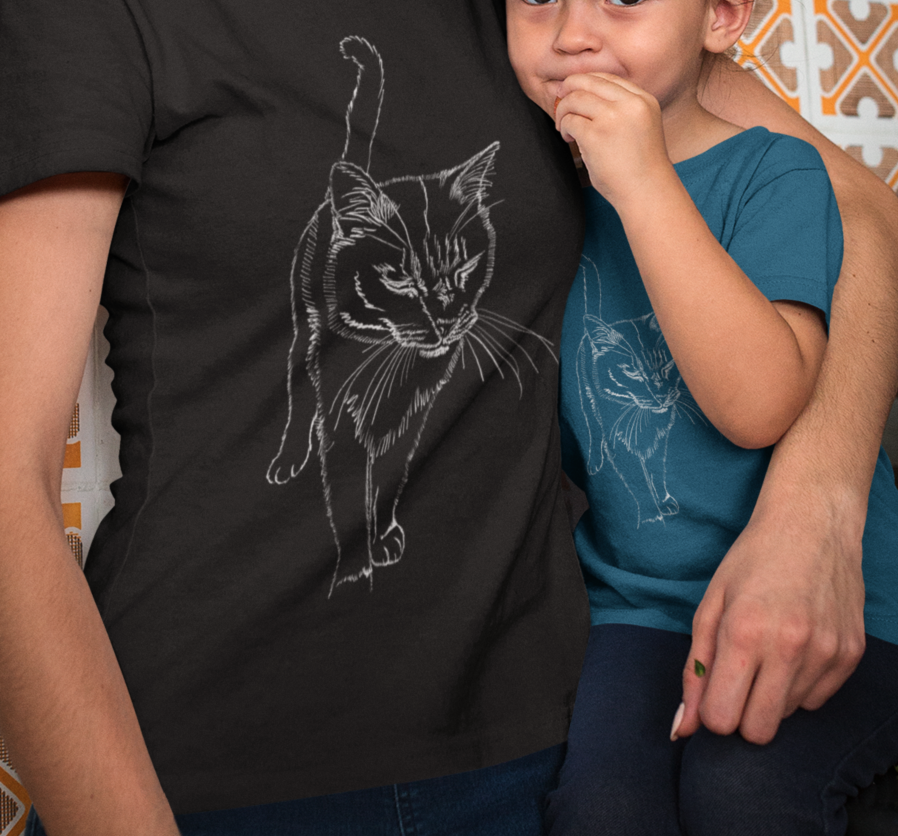 "Happy Puff Cat" Jamie's Hand-Drawn Cat Collection Unisex Soft-style T-Shirt