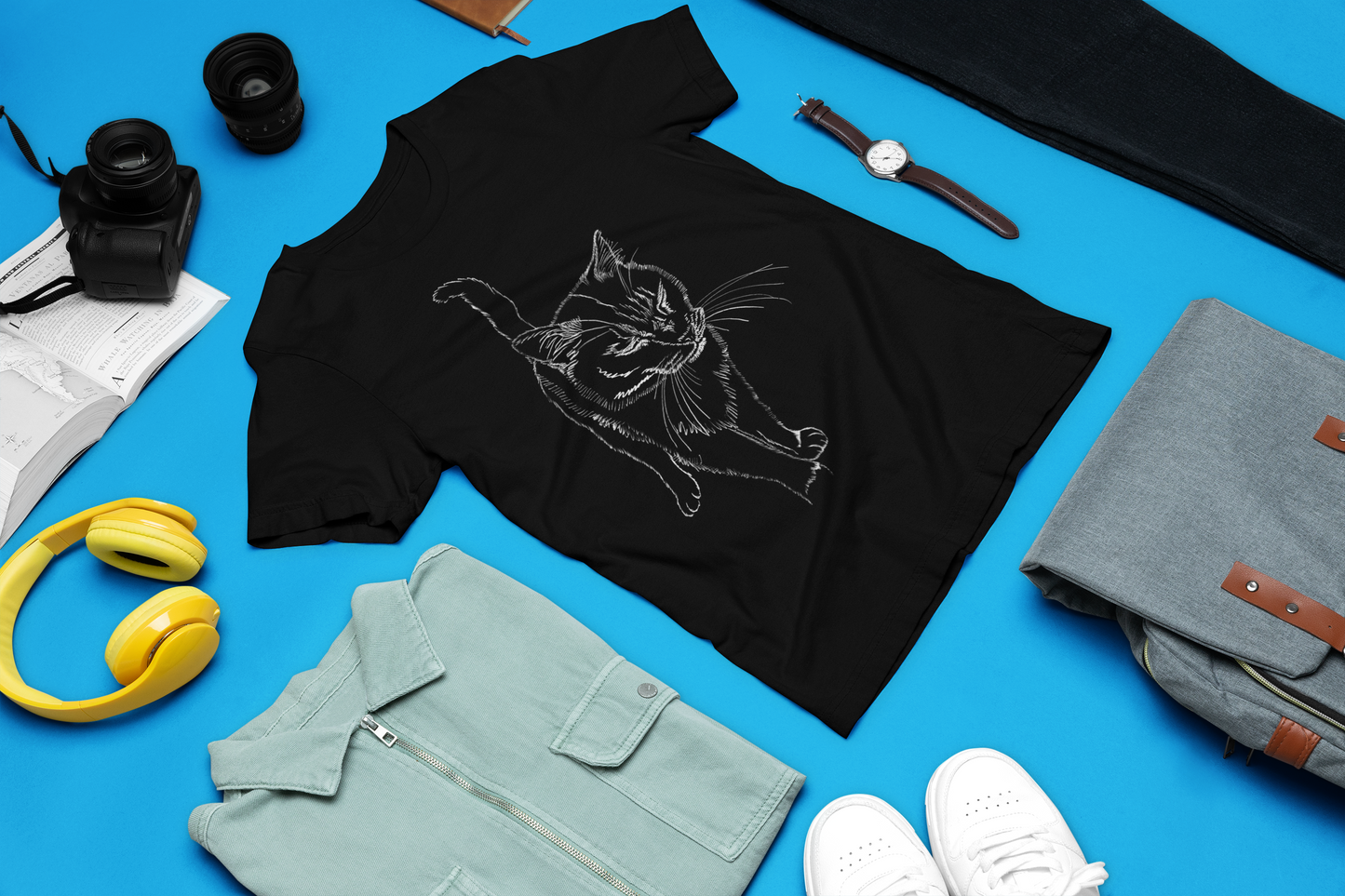 "Happy Puff Cat" Jamie's Hand-Drawn Cat Collection Unisex Soft-style T-Shirt