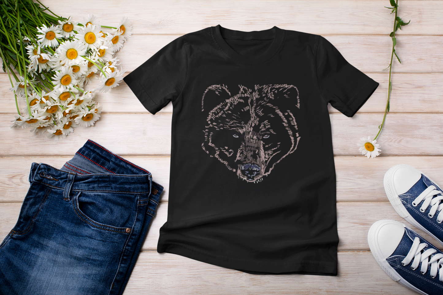 "Bear" Jamie's Hand-Drawn Collection Unisex Soft-style Tee Shirt