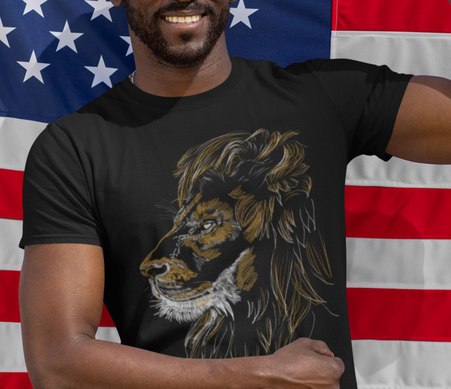 "Golden Lion" Jamie's Hand-Drawn Cat Collection Unisex Tee Shirt