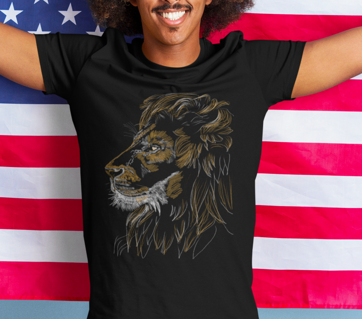 "Golden Lion" Jamie's Hand-Drawn Cat Collection Unisex Tee Shirt