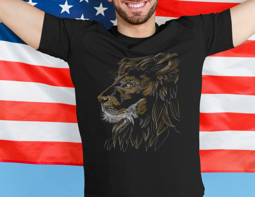 "Golden Lion" Jamie's Hand-Drawn Cat Collection Unisex Tee Shirt