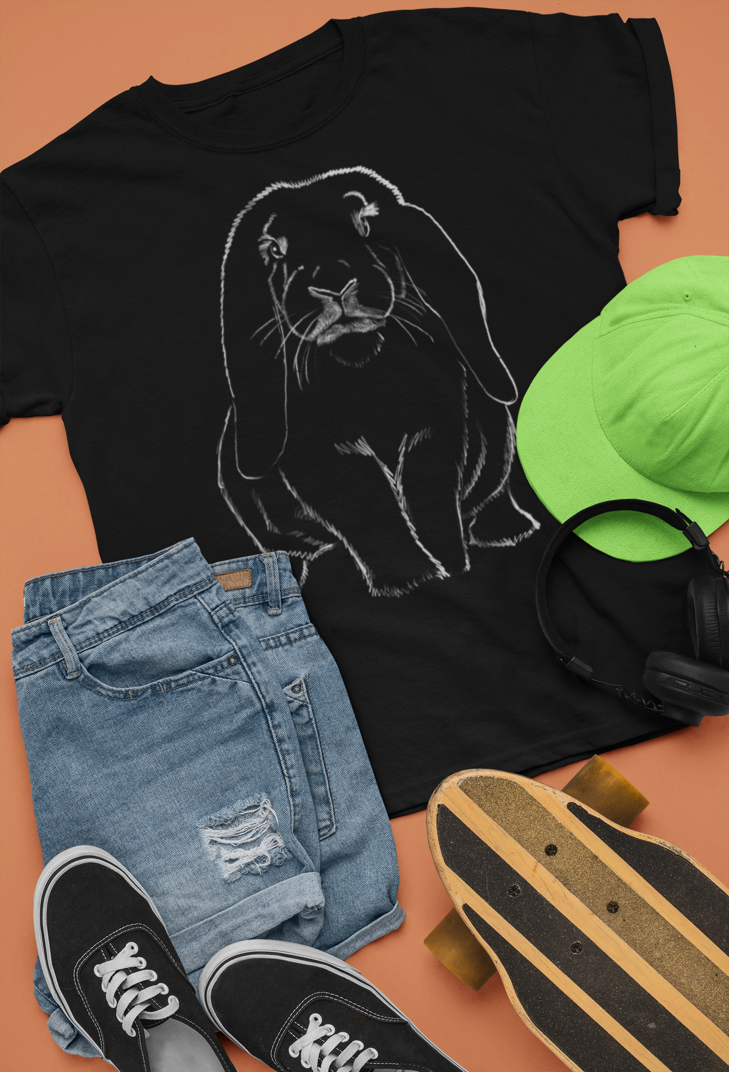 "Big Lop" Jamie's Hand-Drawn Rabbit Collection Unisex Soft-style T-Shirt