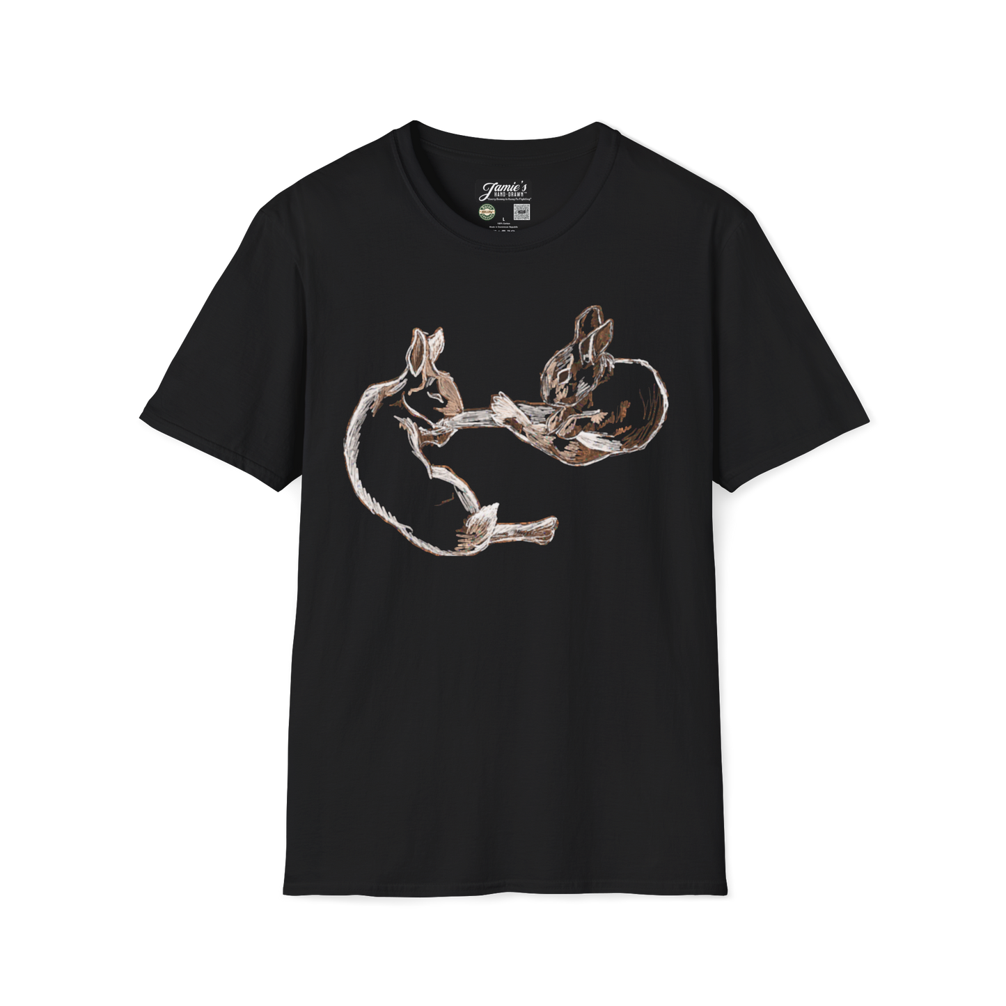 "Every Bunny is Kung Fu Fighting" Jamie's Hand-Drawn Rabbit Collection Unisex Soft-style T-Shirt