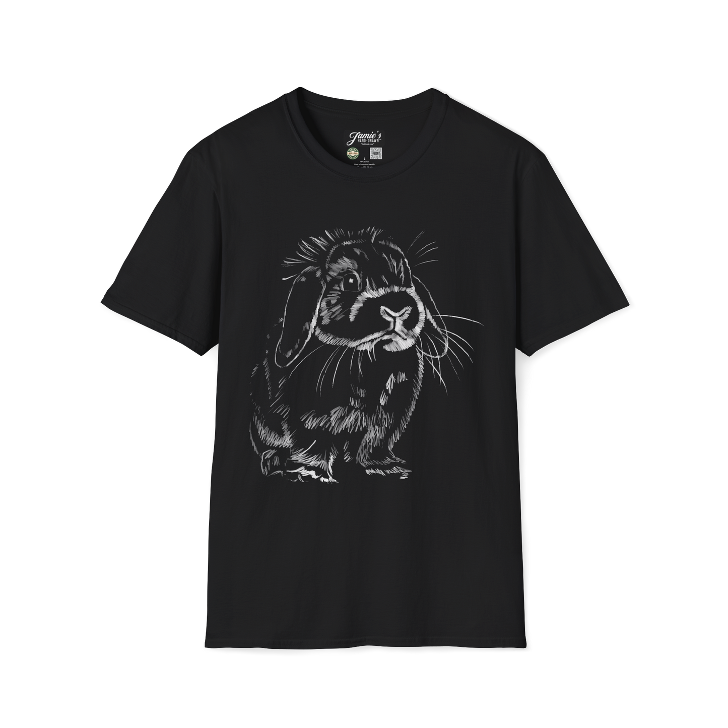 "Holland Lop" Jamie's Hand-Drawn Rabbit Collection Unisex Soft-style T-Shirt