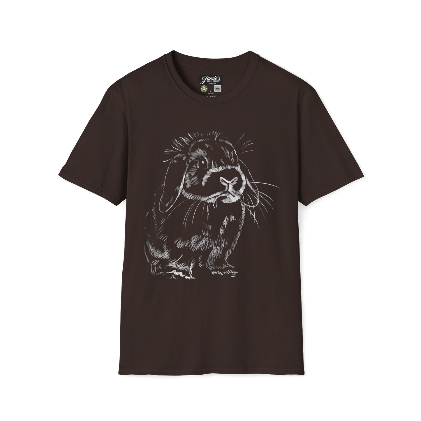 "Holland Lop" Jamie's Hand-Drawn Rabbit Collection Unisex Soft-style T-Shirt