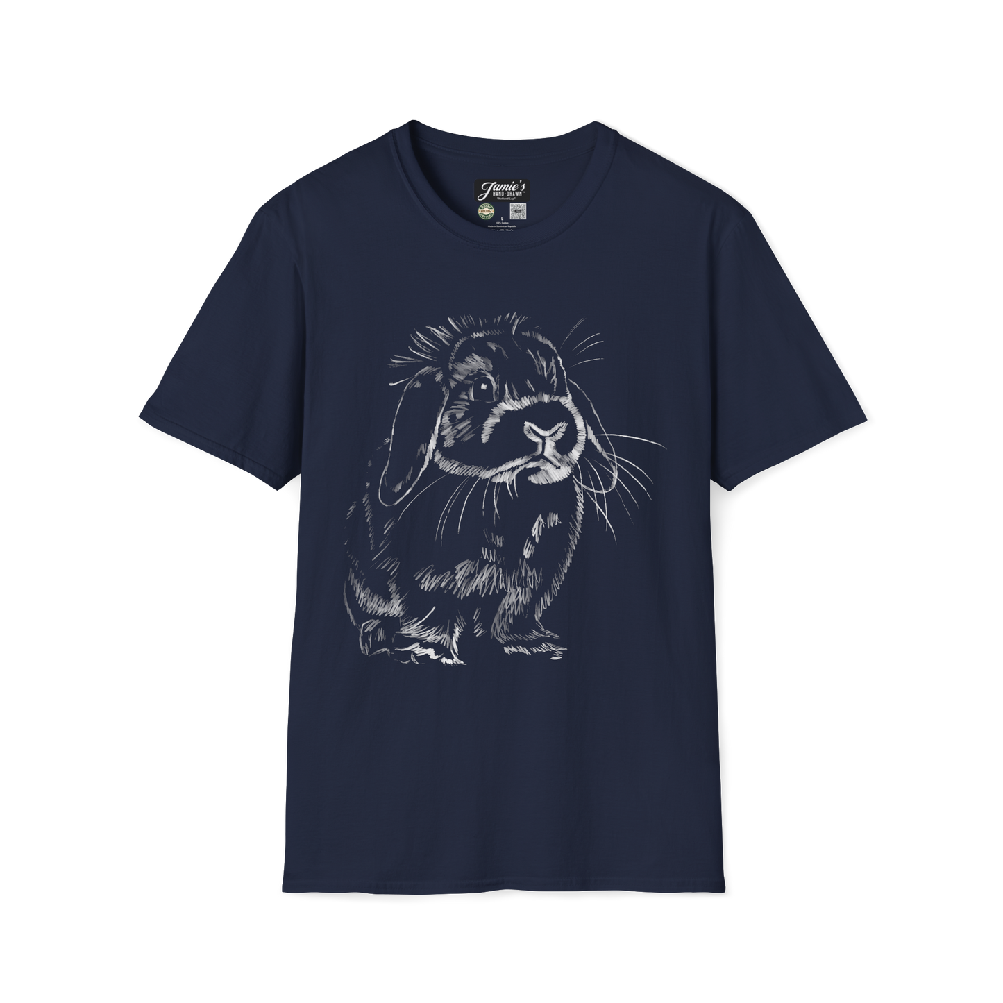 "Holland Lop" Jamie's Hand-Drawn Rabbit Collection Unisex Soft-style T-Shirt