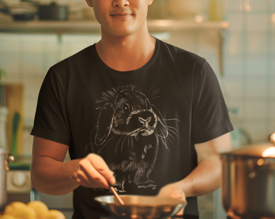 "Holland Lop" Jamie's Hand-Drawn Rabbit Collection Unisex Soft-style T-Shirt
